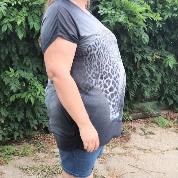 Black Tunic Top With Leopard/Eiffel Tower 3X - Picture 16 of 16